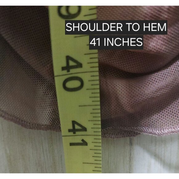 NWT Commense Women's Pink/Mauve Long Sleeve Ruched Mesh Dress W/ Rosette's Large - Picture 4 of 12